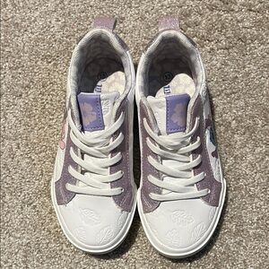 Girls Disney’s Stitch and Angel White and Glitter Purple Sneakers Size 13